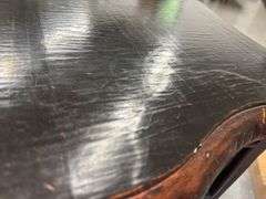Vintage Ethan Allen Lucca Serpentine Chest of Drawers With Crackle Black Lacquer Finish
