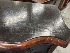 Vintage Ethan Allen Lucca Serpentine Chest of Drawers With Crackle Black Lacquer Finish