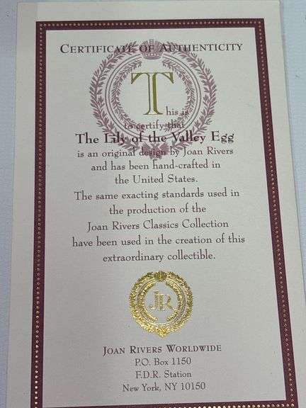 Joan Rivers Imperial Treasures Collectible Eggs