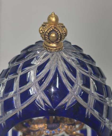 Faberge Sapphire Inspiration Carousel Horse - Franklin Mint Crystal Egg