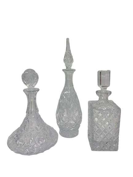 Trio of Crystal Decanters