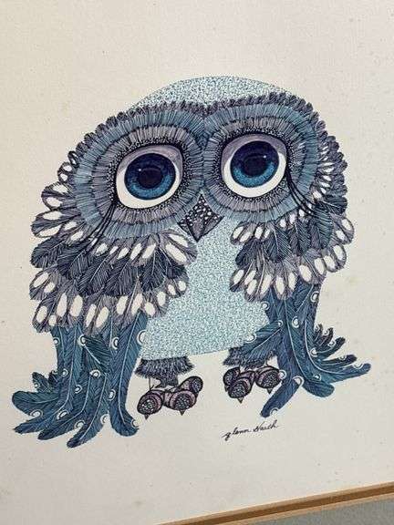 Vintage Glenn Heath Owl Art Framed Print
