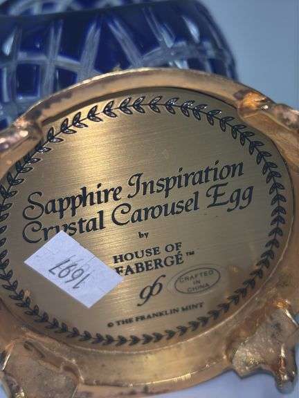 Faberge Sapphire Inspiration Carousel Horse - Franklin Mint Crystal Egg