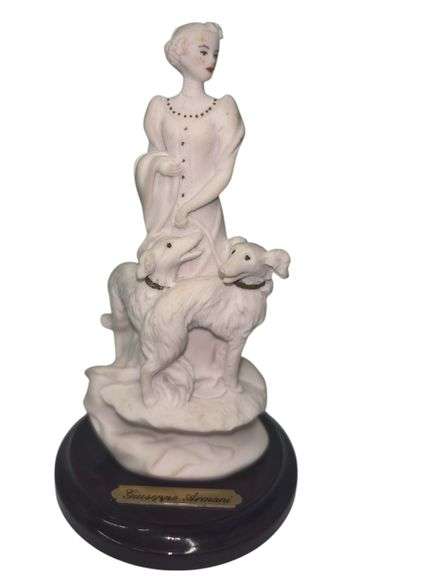 Vintage 1993 Giuseppe Armani Lady with Dogs Porcelain Figurine