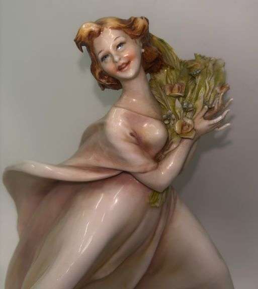 Antonio Borsato "Prancing Girl with Bouquet" Porcelain figurine.