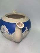 Vintage 50s Copeland Spode English Blue Jasperware Teapot