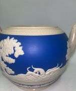 Vintage 50s Copeland Spode English Blue Jasperware Teapot