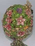 Bejeweled 3D Butterfly Faberge Egg Hinged Metal Enameled Crystal Trinket
