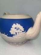 Vintage 50s Copeland Spode English Blue Jasperware Teapot