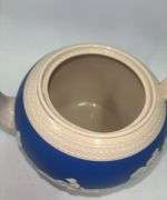 Vintage 50s Copeland Spode English Blue Jasperware Teapot