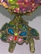 Bejeweled 3D Butterfly Faberge Egg Hinged Metal Enameled Crystal Trinket