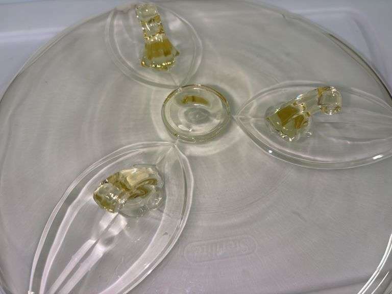 Vintage Lancaster Yellow Petal 3-Toed Cake Plate