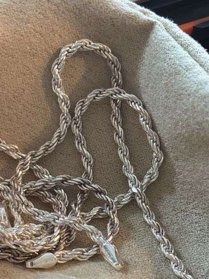 Sterling Silver Rope Necklace and Bracelet