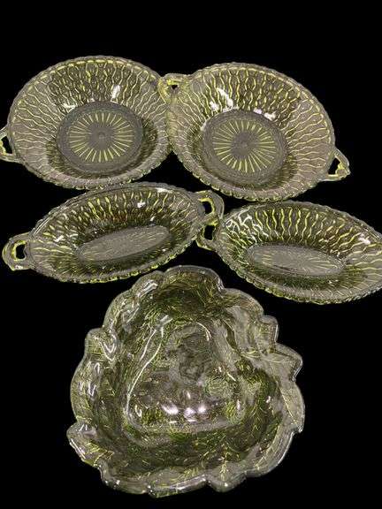 Indiana Glass Honeycomb Avocado Green Dishes