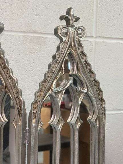 Antique Silver Cathedral 4-panel Mirror by Valerie Parr Hill (2)
