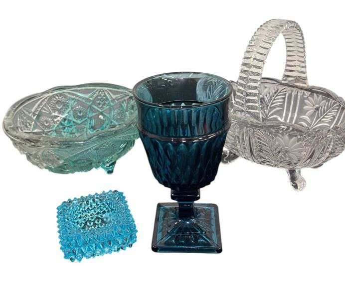 Vintage Fenton Hobnail Aqua Blue Salt Cellar and more