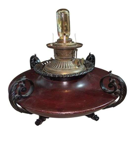Moses Swan &  McLewee Co Converted Oil Lamp