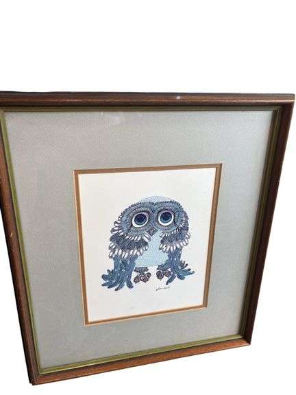 Vintage Glenn Heath Owl Art Framed Print