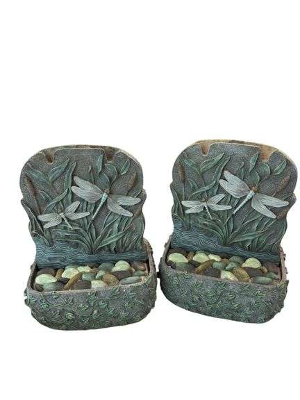 Pair of Tranquil Garden Dragonfly Fountain