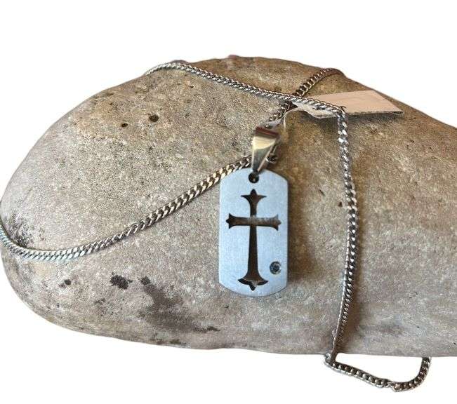 Titanium Treated Blue Diamond Pendant with Sterling Silver Chain