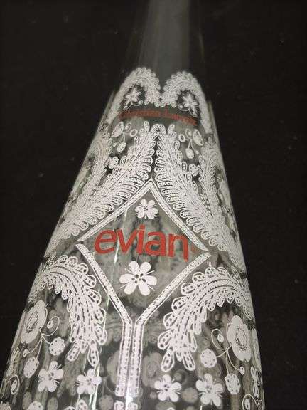 2008 Evian Christian Lacroix Lace Collectible Glass 750ml Water Bottle