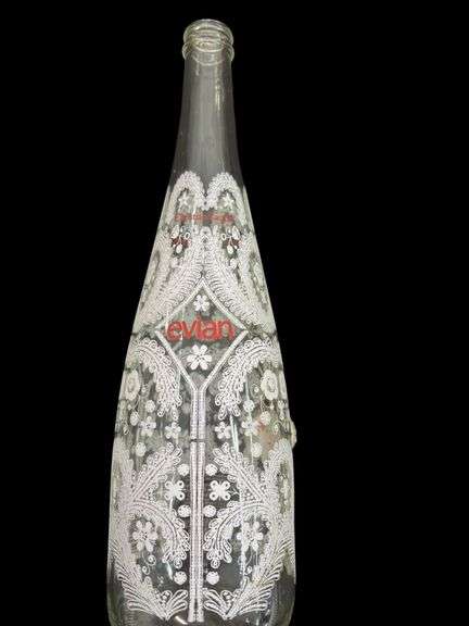 2008 Evian Christian Lacroix Lace Collectible Glass 750ml Water Bottle