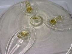 Vintage Lancaster Yellow Petal 3-Toed Cake Plate