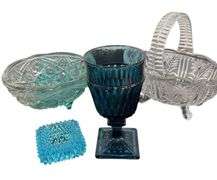 Vintage Fenton Hobnail Aqua Blue Salt Cellar and more