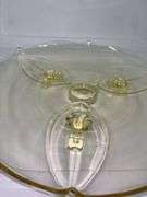 Vintage Lancaster Yellow Petal 3-Toed Cake Plate