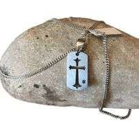 Titanium Treated Blue Diamond Pendant with Sterling Silver Chain