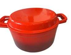 2-in-1 Cast Iron Enamel Dutch Oven Frying Pan