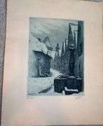 Trio of Willi Foerster Etching Prints of Rothenburg, Germany