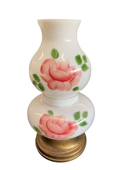 Vintage Hurricane Milk Glass Glass Lamp