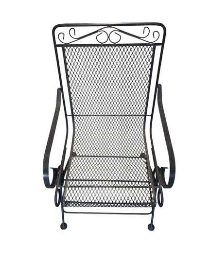 Wrought Iron High Back Coil Spring Patio Chair