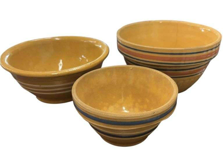 Trio of Vintage Yellowware Bowls