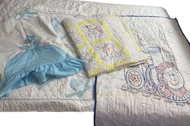 Handmade Embroidered Quilted Baby Blankets