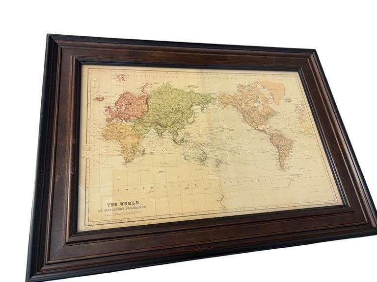 The World on Mercator's Projection Framed Map