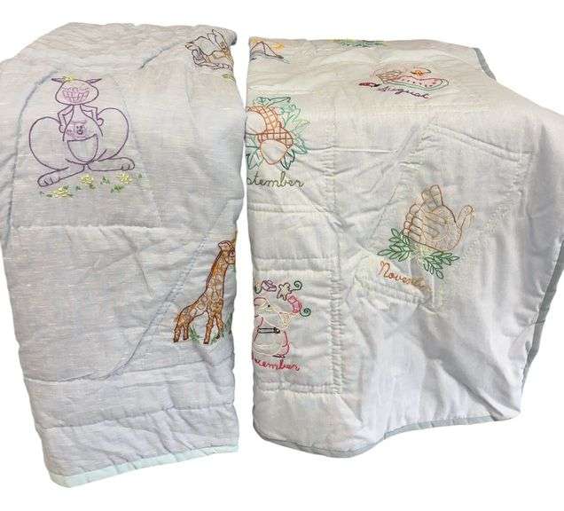 Pair of Embroidered Quilts
