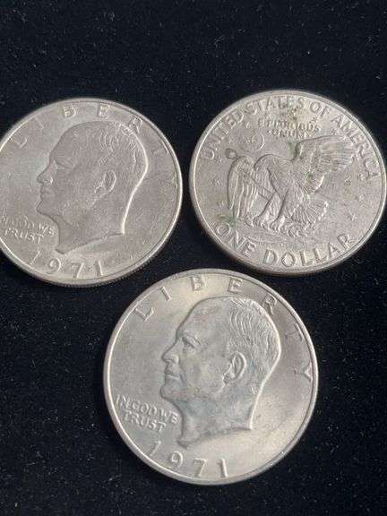 1971 Eisenhower One Dollar Coins (3)