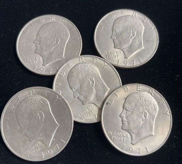 1971 Eisenhower One Dollar Coins (5)