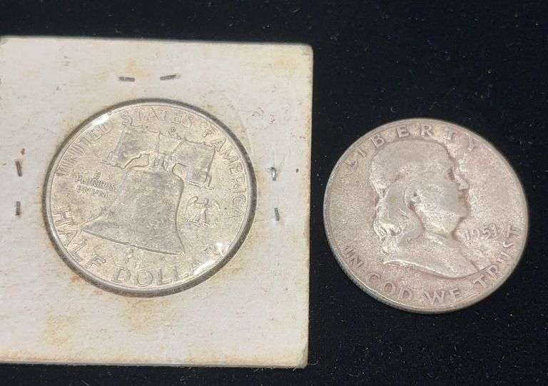 1963 & 1951 Silver Franklin Half Dollar Coins