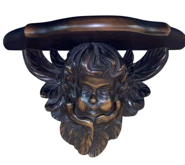Carved Putti Face Wall Shelf