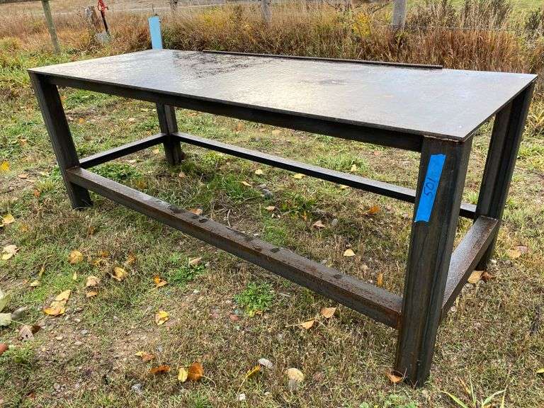 Custom built steel work bench