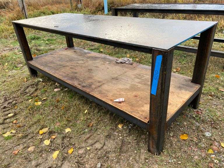 Custom built steel work bench