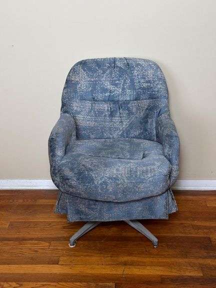 Upholstered Blue Swivel Armchair