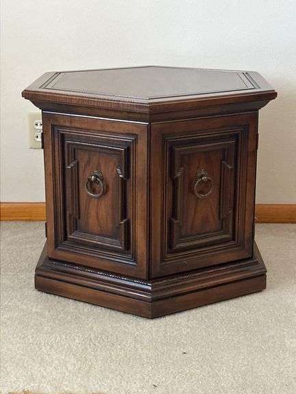 Hexagonal Wooden Storage Side Table