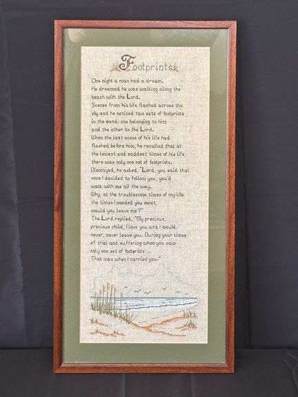 Framed Footprints in the Sand Embroidery