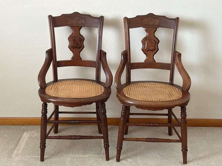 Wooden Armchairs With Cane Seats