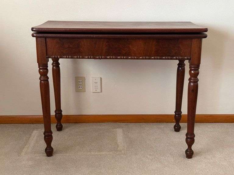 Wooden Fold-Out Table with Turned Legs