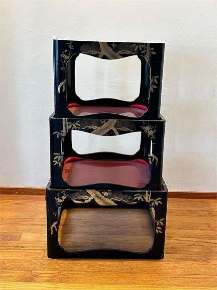 Three Japanese Lacquer Trays